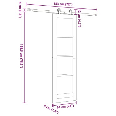 vidaXL Συρόμενη Πόρτα με Σετ Εξαρτημάτων 61x198.5 εκ Μασίφ Ξύλο Πεύκου