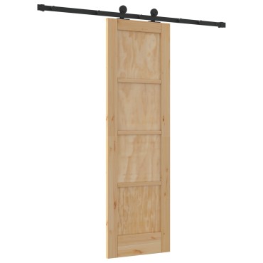 vidaXL Συρόμενη Πόρτα με Σετ Εξαρτημάτων 61x198.5 εκ Μασίφ Ξύλο Πεύκου