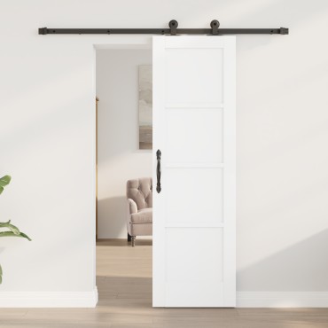 vidaXL Συρόμενη Πόρτα με Σετ Εξαρτημάτων Λευκή 61x198.5 cm Συμπαγές Ξύλο Πεύκου