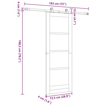 vidaXL Συρόμενη Πόρτα με Σετ Υλικών 73.5x198.5 εκ Συμπαγούς Ξύλου Πεύκου