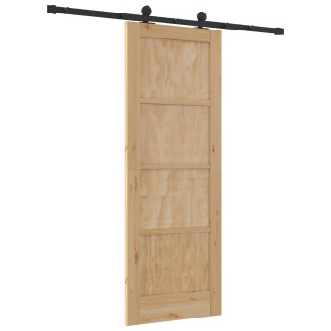 vidaXL Συρόμενη Πόρτα με Σετ Υλικών 73.5x198.5 εκ Συμπαγούς Ξύλου Πεύκου