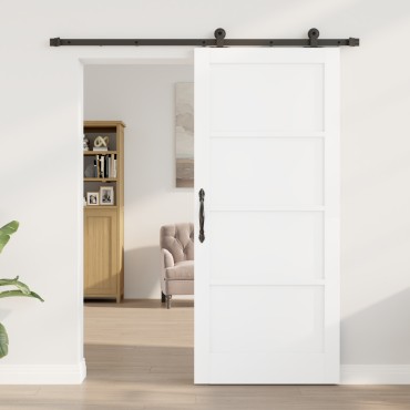 vidaXL Συρόμενη Πόρτα με Σετ Εξαρτημάτων Λευκή 86x198.5 εκ Συμπαγές Ξύλο Πεύκου