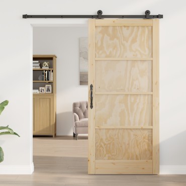 vidaXL Συρόμενη Πόρτα με Σετ Υλικών 93x202 εκ. Μασίφ Ξύλο Πεύκου