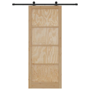 vidaXL Συρόμενη Πόρτα με Σετ Εξαρτημάτων 93x232 cm Μασίφ Ξύλο Πεύκου
