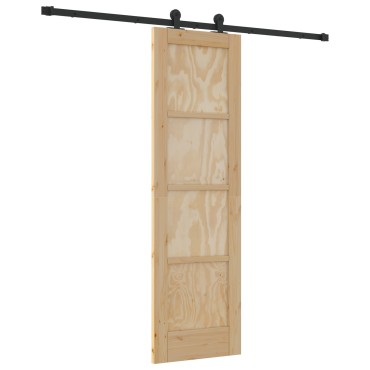 vidaXL Συρόμενη Πόρτα με Σετ Εξαρτημάτων 61x198.5 εκ Μασίφ Ξύλο Πεύκου