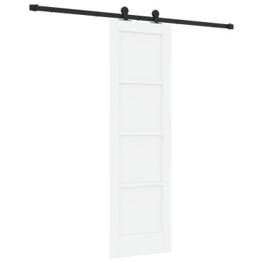 vidaXL Συρόμενη Πόρτα με Σετ Χερούλια Λευκή 61x198.5 εκ Συμπαγές Ξύλο Πεύκου