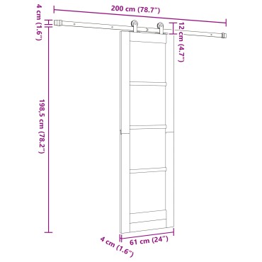 vidaXL Συρόμενη Πόρτα με Σετ Χερούλια Λευκή 61x198.5 εκ Συμπαγές Ξύλο Πεύκου