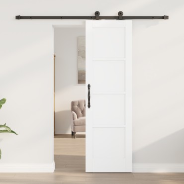 vidaXL Συρόμενη Πόρτα με Σετ Χερούλια Λευκή 61x198.5 εκ Συμπαγές Ξύλο Πεύκου