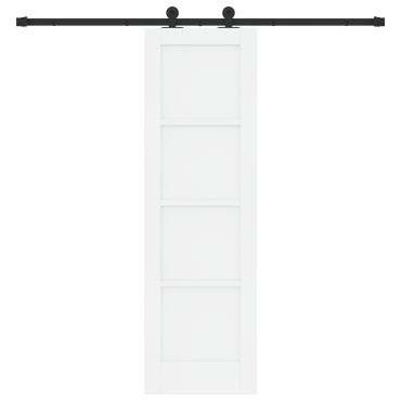 vidaXL Συρόμενη Πόρτα με Σετ Χερούλια Λευκή 61x198.5 εκ Συμπαγές Ξύλο Πεύκου