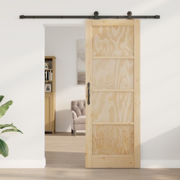 vidaXL Συρόμενη Πόρτα με Σετ Υλικών 78x211 εκ Μασίφ Ξύλο Πεύκου