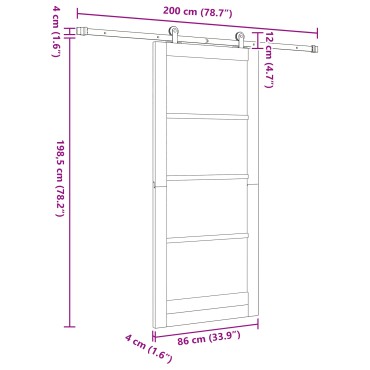 vidaXL Συσκευή Συσκευών με Σετ Υλικών Λευκό 86x198.5 εκ Συμπαγές Ξύλο Πεύκου