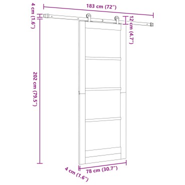 vidaXL Συρόμενη Πόρτα με Σετ Μηχανισμού Λευκή 78x202 εκ. Συμπαγής Ξύλο Πεύκο