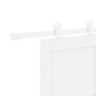 vidaXL Συρόμενη Πόρτα με Σετ Μηχανισμού Λευκή 78x202 εκ. Συμπαγής Ξύλο Πεύκο