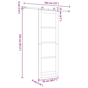 vidaXL Συρόμενη Πόρτα με Σετ Υλικών Λευκή 78x232 εκ. Σφιχτό Ξύλο Πεύκο