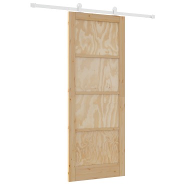 vidaXL Συρόμενη Πόρτα με Σετ Υλικών 83x211 cm Συμπαγές Ξύλο Πεύκου