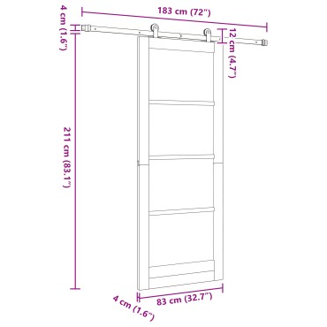 vidaXL Συρόμενη Πόρτα με Σετ Υλικών 83x211 cm Συμπαγές Ξύλο Πεύκου