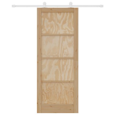 vidaXL Συρόμενη Πόρτα με Σετ Υλικών 83x211 cm Συμπαγές Ξύλο Πεύκου