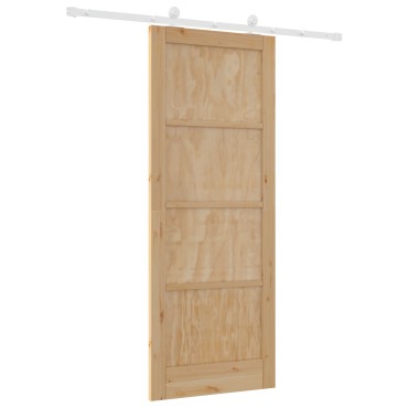 vidaXL Συρόμενη Πόρτα με Σετ Υλικών 83x211 cm Συμπαγές Ξύλο Πεύκου