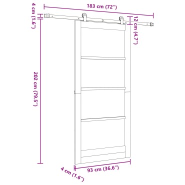 vidaXL Συρόμενη Πόρτα με Σετ Υλικών 93x202 εκ από συμπαγές ξύλο Πεύκου