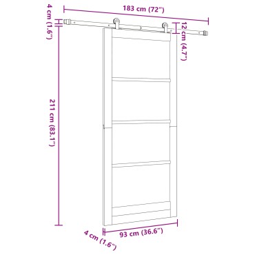 vidaXL Συρόμενη Πόρτα με Σετ Υλικών 93x211 cm Συμπαγές Ξύλο Πεύκου