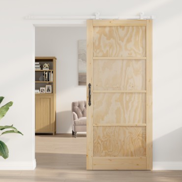 vidaXL Συρόμενη Πόρτα με Σετ Υλικών 93x211 cm Συμπαγές Ξύλο Πεύκου