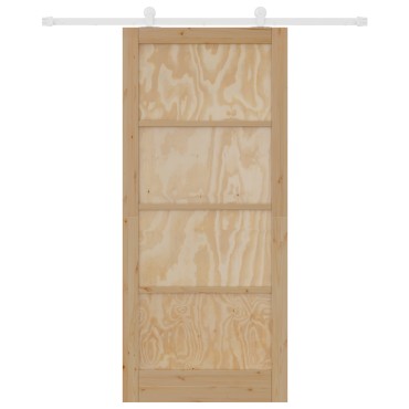 vidaXL Συρόμενη Πόρτα με Σετ Υλικών 93x211 cm Συμπαγές Ξύλο Πεύκου
