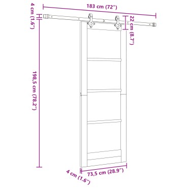 Συρόμενη Πόρτα vidaXL με Σετ Υλικών Λευκή 73.5 x 198.5 cm Μασίφ Ξύλο Πεύκου, Εσωτερική Πόρτα vidaXL 'ORKDAL' Λευκή 73.5 x 198.5 x 4 cm Μασίφ Ξύλο Πεύκου