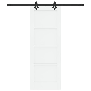 Συρόμενη Πόρτα vidaXL με Σετ Υλικών Λευκή 73.5 x 198.5 cm Μασίφ Ξύλο Πεύκου, Εσωτερική Πόρτα vidaXL 'ORKDAL' Λευκή 73.5 x 198.5 x 4 cm Μασίφ Ξύλο Πεύκου