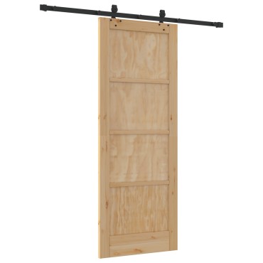 vidaXL Συρόμενη Πόρτα με Σετ Εξαρτημάτων 78x202 εκ. Μασίφ Ξύλο Πεύκου