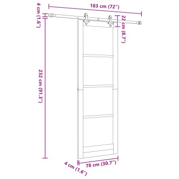 vidaXL Συρόμενη Πόρτα με Σετ Υλικών 78x232 εκ. Συμπαγές Ξύλο Πεύκου
