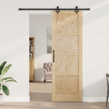 vidaXL Συρόμενη Πόρτα με Σετ Υλικών 78x232 εκ. Συμπαγές Ξύλο Πεύκου