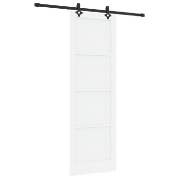 vidaXL Συρόμενη Πόρτα με Σετ Υλικών Λευκή 78x232 εκ. Συμπαγές Ξύλο Πεύκος