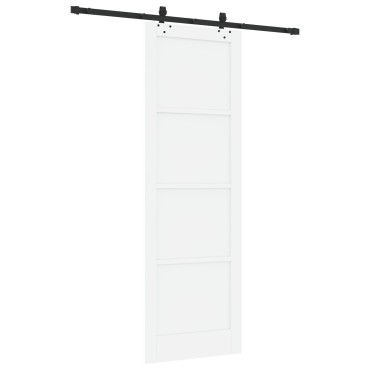 vidaXL Συρόμενη Πόρτα με Σετ Υλικών Λευκή 78x232 εκ. Συμπαγές Ξύλο Πεύκος