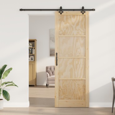 Πόρτα vidaXL Συρόμενη με Σετ Εξαρτημάτων 83x232 cm Συμπαγές Ξύλο Πεύκου, Εσωτερική Πόρτα vidaXL "ORKDAL" 83x232x4 cm Συμπαγές Ξύλο Πεύκου