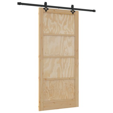 vidaXL Συρόμενη Πόρτα με σετ εξαρτημάτων 93x202 cm Μασίφ ξύλο πεύκου
