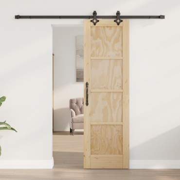 vidaXL Συρόμενη Πόρτα με Σετ Εξαρτημάτων 61x198.5 εκ Μασίφ Ξύλο Πεύκου