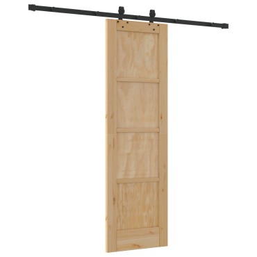 vidaXL Συρόμενη Πόρτα με Σετ Εξαρτημάτων 61x198.5 εκ Μασίφ Ξύλο Πεύκου