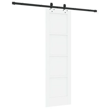 vidaXL Συρόμενη Πόρτα με Σετ Εξαρτημάτων Λευκή 61x198.5 εκ Συμπαγές Ξύλο Πεύκου