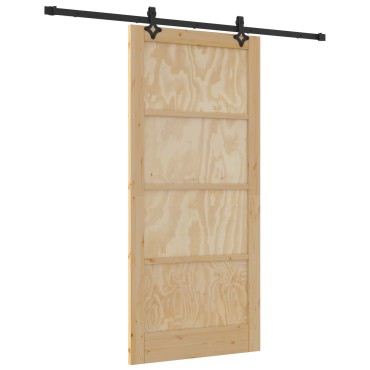 Πόρτα vidaXL με Σετ Υλικών 93x202 cm Στερεό Ξύλο Πεύκου, Εσωτερική Πόρτα vidaXL