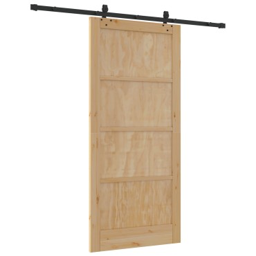 Πόρτα vidaXL με Σετ Υλικών 93x202 cm Στερεό Ξύλο Πεύκου, Εσωτερική Πόρτα vidaXL