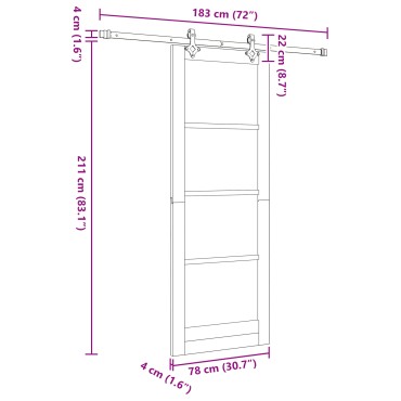 Συρόμενη Πόρτα vidaXL με Σετ Εξαρτημάτων 78x211 cm Συμπαγές Ξύλο Πεύκο, Εσωτερική Πόρτα vidaXL 'ORKDAL'78x211x4 cm