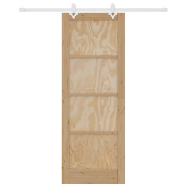 Συρόμενη Πόρτα vidaXL με Σετ Εξαρτημάτων 78x211 cm Συμπαγές Ξύλο Πεύκο, Εσωτερική Πόρτα vidaXL 'ORKDAL'78x211x4 cm