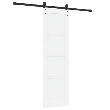 vidaXL Συρόμενη Πόρτα με Σετ Εξαρτημάτων Λευκή 61x198.5 εκ. Συμπαγές Ξύλο Πεύκου