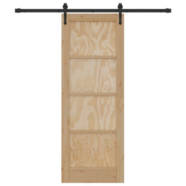 vidaXL Συρόμενη Πόρτα με Σετ Εξαρτημάτων 73.5x198.5 cm Συμπαγές Ξύλο Πεύκου