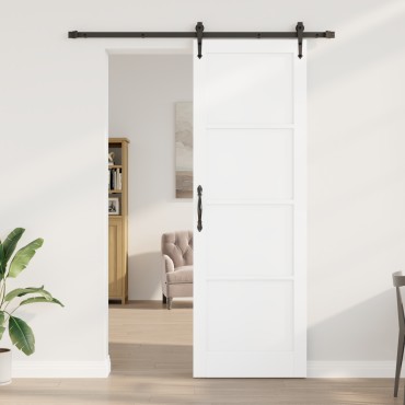 Συρόμενη Πόρτα vidaXL με Εξαρτήματα Λευκή 78x232 cm Συμπαγές Ξύλο Πεύκου, Εσωτερική Πόρτα vidaXL 'ORKDAL' Λευκή 78x232x4 cm Συμπαγές Ξύλο Πεύκου