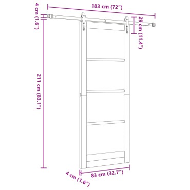 vidaXL Συρόμενη Πόρτα με Σετ Υλικών Λευκό 83x211 cm Ξύλο Πεύκου