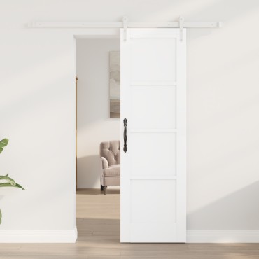 vidaXL Συρόμενη Πόρτα με Σετ Εξαρτημάτων Λευκή 61x198.5 εκ. Συμπαγής Ξύλο Πεύκου