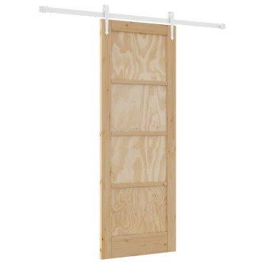 vidaXL Συρόμενη Πόρτα με Σετ Εξαρτημάτων 73.5x198.5 cm Μασίφ Ξύλο Πεύκου