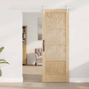 vidaXL Συρόμενη Πόρτα με Σετ Εξαρτημάτων 73.5x198.5 cm Μασίφ Ξύλο Πεύκου