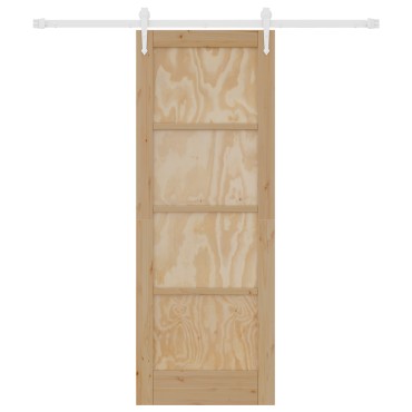 vidaXL Συρόμενη Πόρτα με Σετ Εξαρτημάτων 73.5x198.5 cm Μασίφ Ξύλο Πεύκου